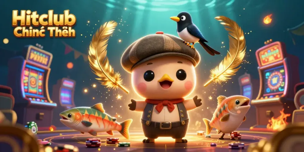 Experience the vibrant casino atmosphere with Hitclub Chính Thức, featuring colorful characters and exciting game elements.