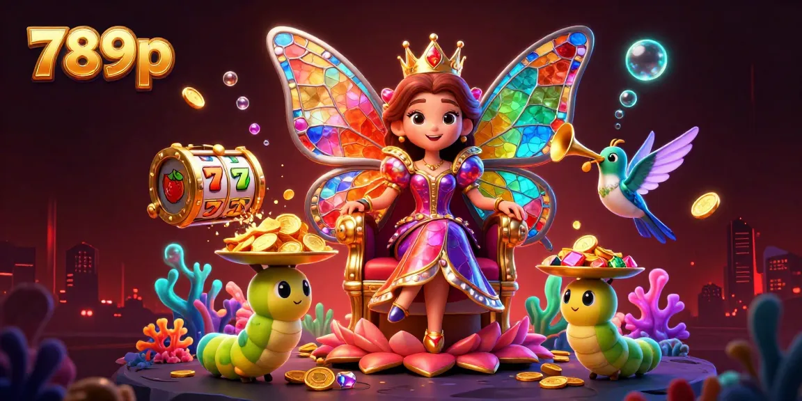 Experience the vibrant world of 789p with a dazzling cartoon illustration showcasing a butterfly queen and slot game elements.
