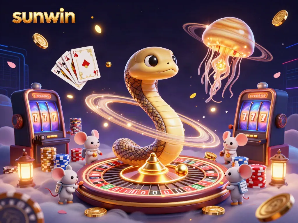 Experience winning bets at sunwin with a vibrant 3D casino scene featuring interactive characters and exciting game elements.