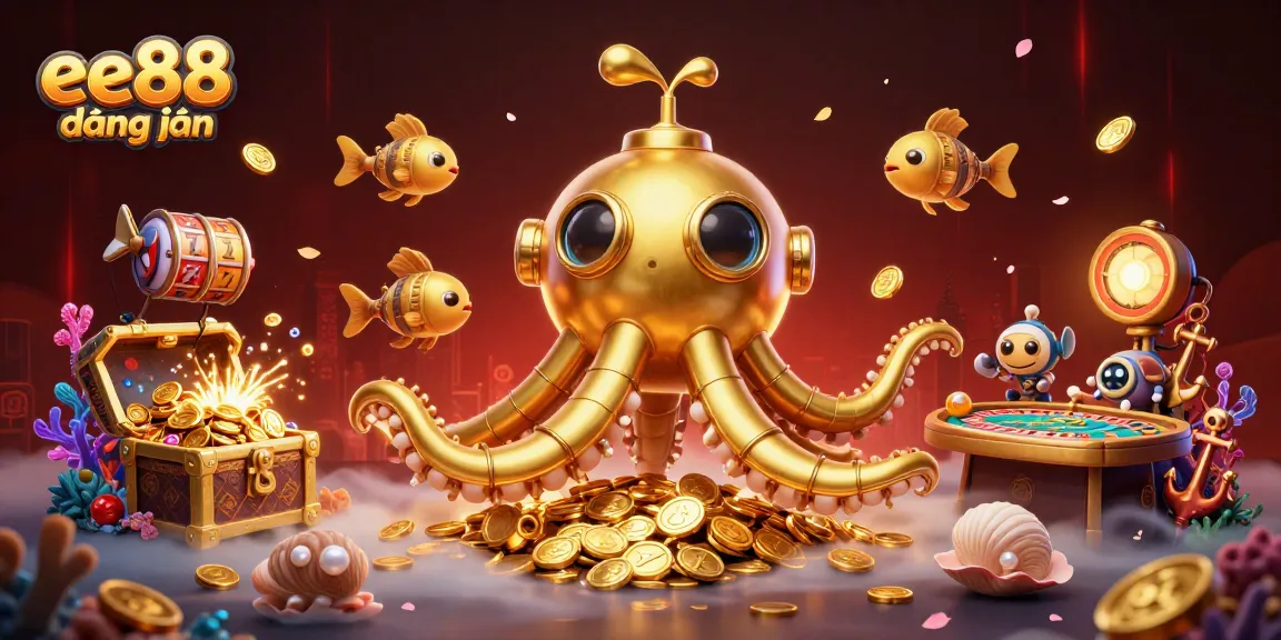 Experience exciting game dynamics with ee88 đăng nhập featuring a golden kraken submarine and casino elements.