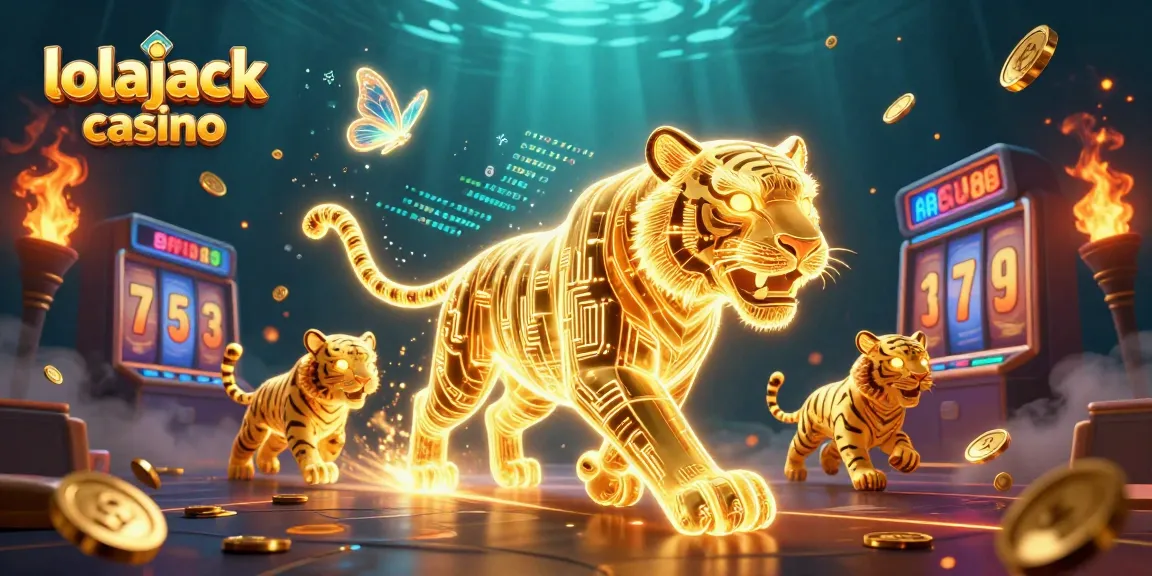 Experience the thrill of lolajack casino with dynamic 3D elements illustrating casino excitement.