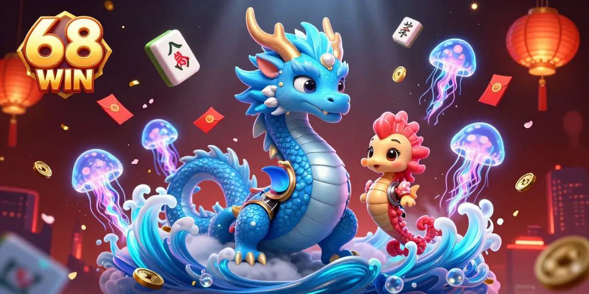 Experience the vibrant world of 68 WIN with a dynamic underwater casino scene featuring mythical creatures and festive elements.