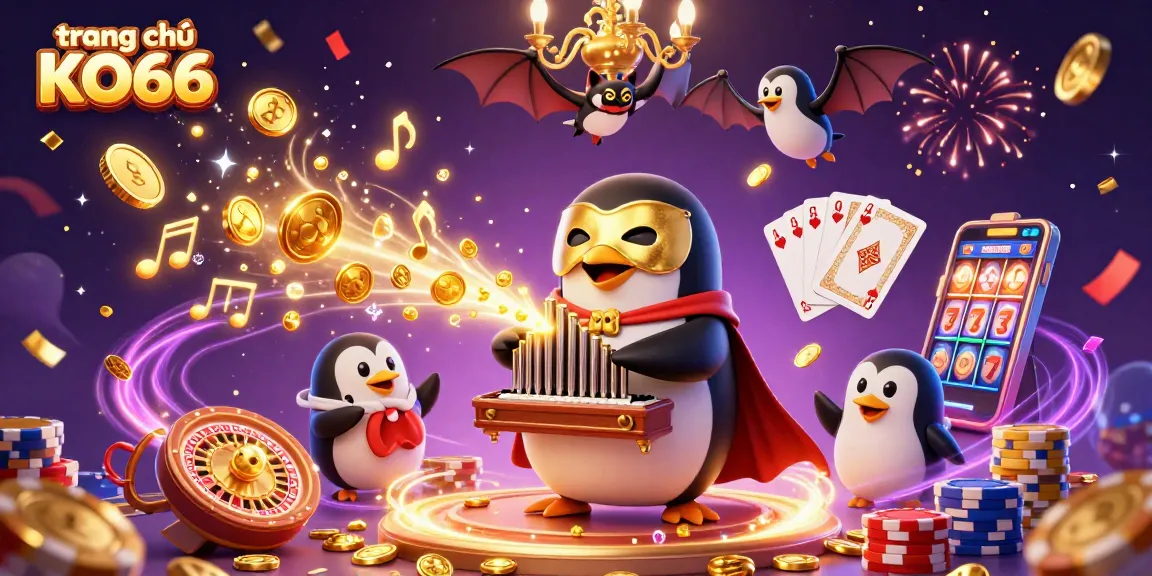 Engage in thrilling moments at trang chủ KO66 with vibrant casino imagery featuring golden coins, spinning roulette, and lively game action.