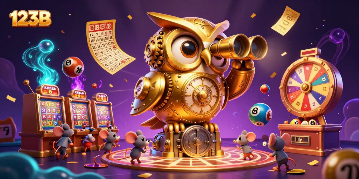 Play games at 123B with a vibrant casino scene featuring animated characters and excitement.